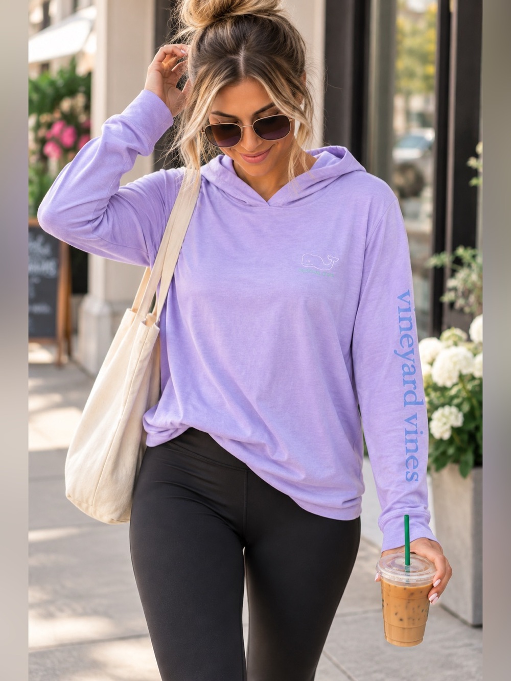 Vineyard Vines Lavender Hooded Pullover with Sleeve Script